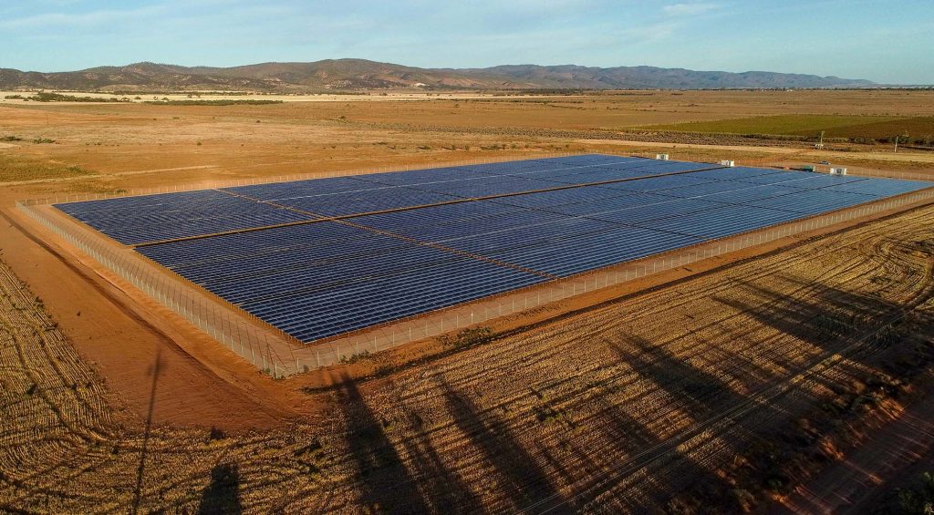 Drone photo of a large solar farm located in Baroota Australia. 